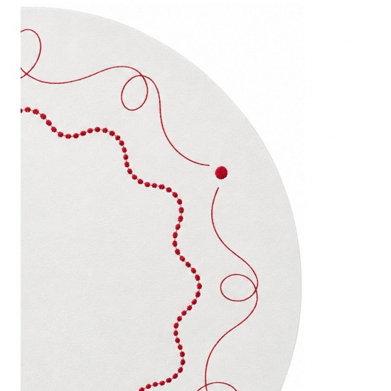 Lugar Americano 38cm Fluir Branco e Vermelho PVC